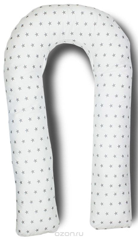 Body Pillow Подушка для беременных U-образная с наполнителем пенополистирол цвет белый с серыми звездами